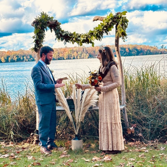 Boho lace champagne/off white wedding dress - Picture 5 of 5